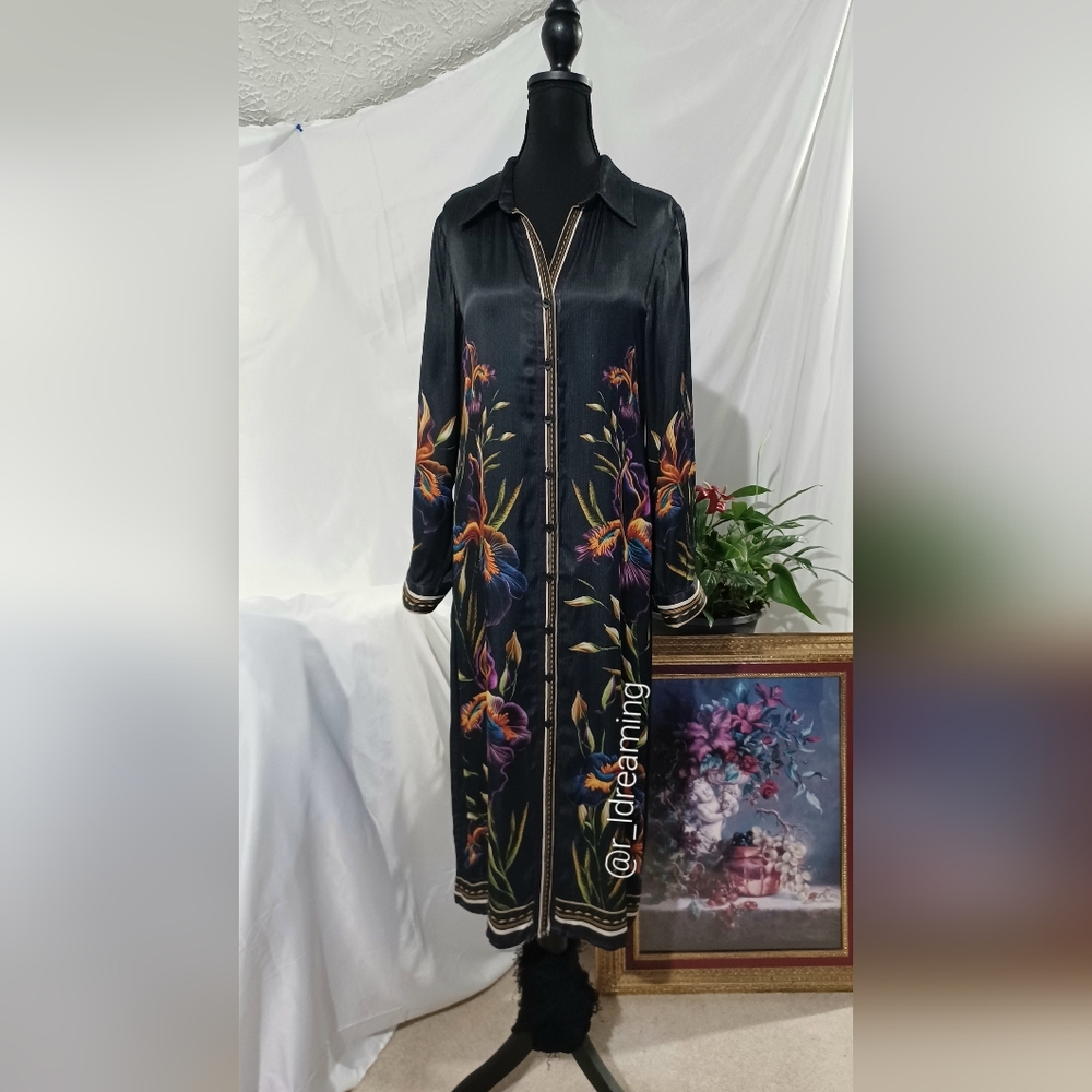NWT Bl-nk Ferlina Long-Sleeve Midi Shirt Dress Size Medium By Anthropologie
